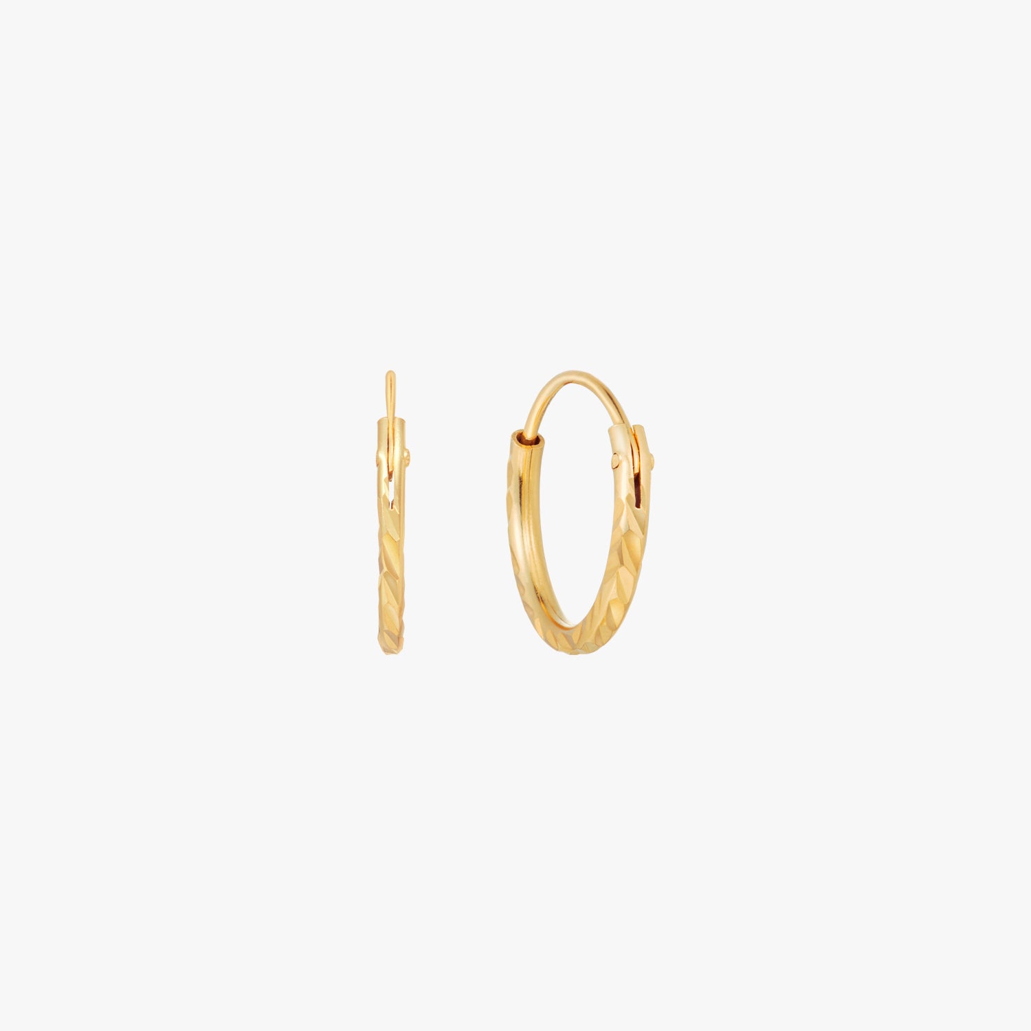 Mini Diamond Cut Hoop Earrings