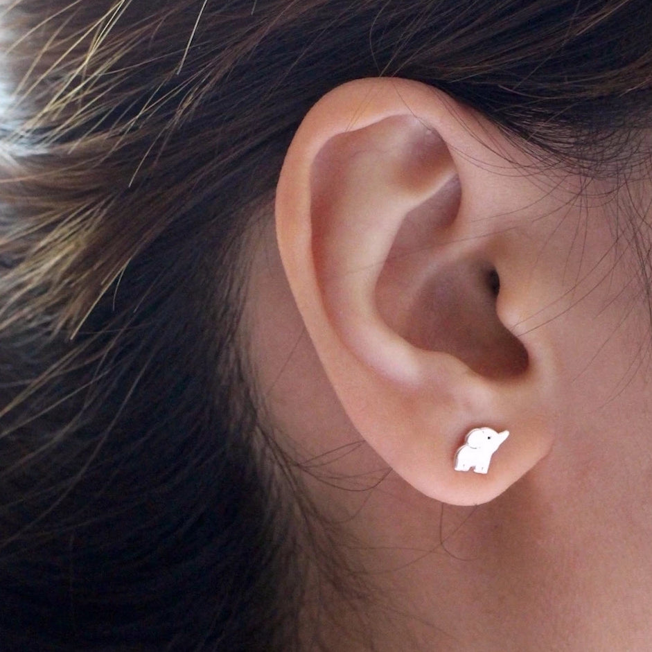 Trunk up Elephant Stud Earrings